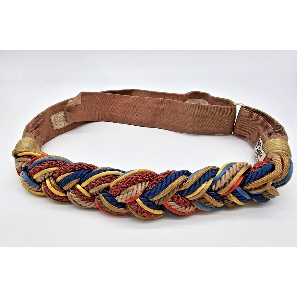 Carolyn Tanner Designs Inc Belt Brown Gold Braided Adjustable 80s Statement Belt